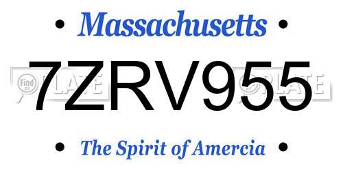 7ZRV955 Massachusetts License Plate