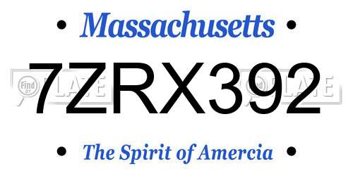 7ZRX392 Massachusetts License Plate
