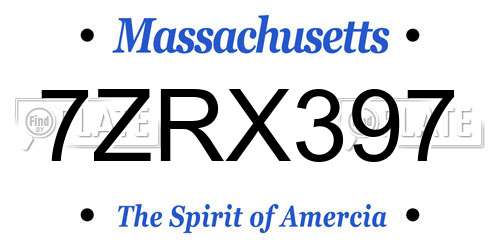 7ZRX397 Massachusetts License Plate