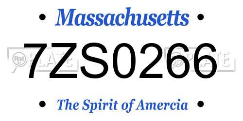 7ZS0266 Massachusetts License Plate