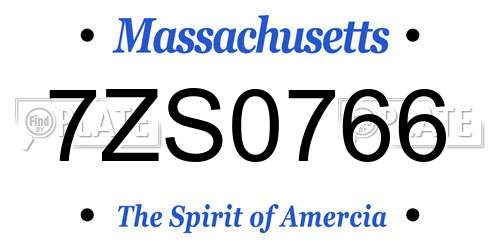 7ZS0766 Massachusetts License Plate