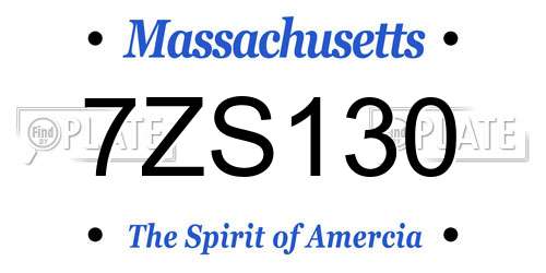 7ZS130 Massachusetts License Plate