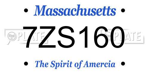 7ZS160 Massachusetts License Plate