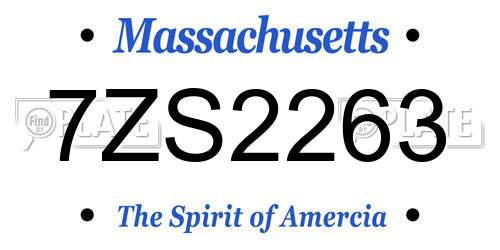 7ZS2263 Massachusetts License Plate