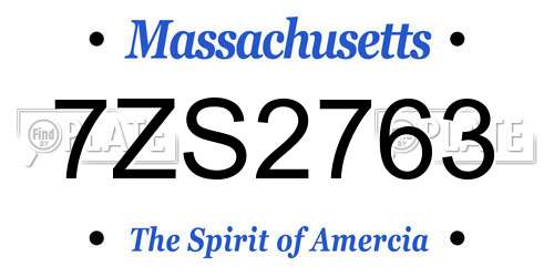 7ZS2763 Massachusetts License Plate