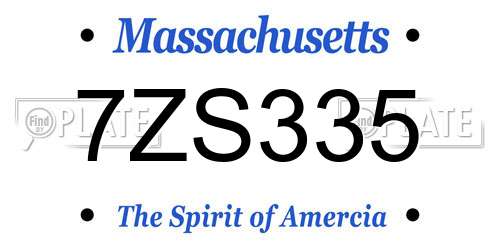 7ZS335 Massachusetts License Plate