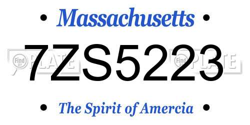 7ZS5223 Massachusetts License Plate