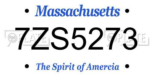 7ZS5273 Massachusetts License Plate