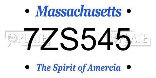 7ZS545 Massachusetts License Plate