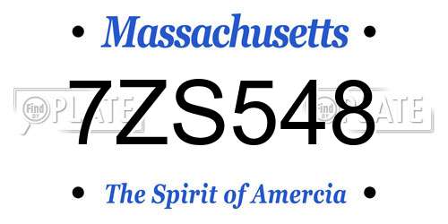 7ZS548 Massachusetts License Plate
