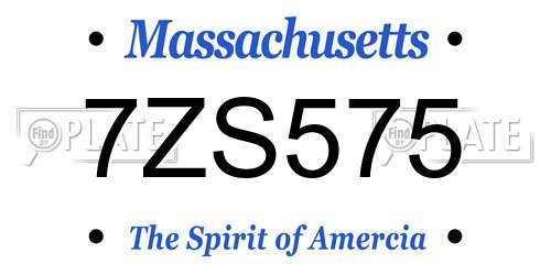 7ZS575 Massachusetts License Plate