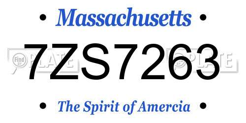 7ZS7263 Massachusetts License Plate