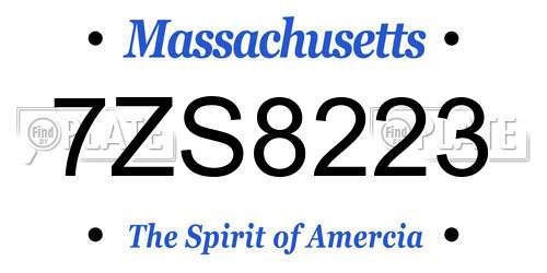 7ZS8223 Massachusetts License Plate