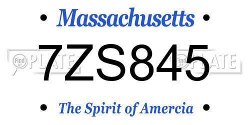 7ZS845 Massachusetts License Plate