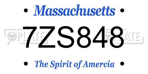 7ZS848 Massachusetts License Plate