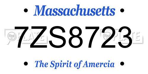 7ZS8723 Massachusetts License Plate