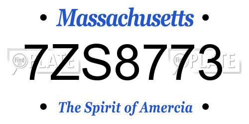 7ZS8773 Massachusetts License Plate