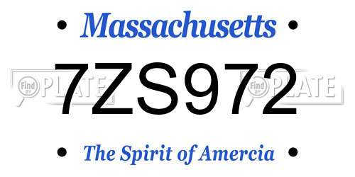7ZS972 Massachusetts License Plate