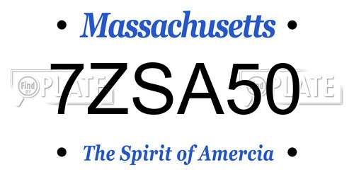 7ZSA50 Massachusetts License Plate