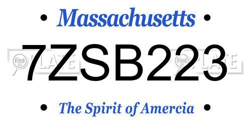 7ZSB223 Massachusetts License Plate