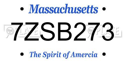 7ZSB273 Massachusetts License Plate