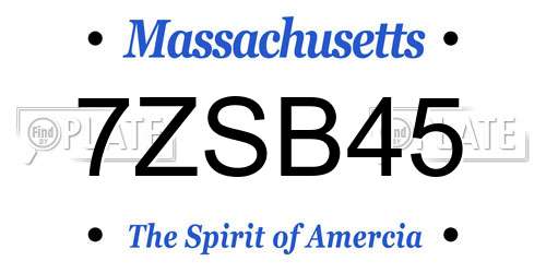 7ZSB45 Massachusetts License Plate