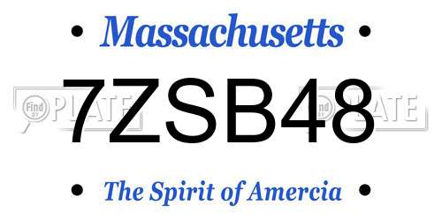 7ZSB48 Massachusetts License Plate