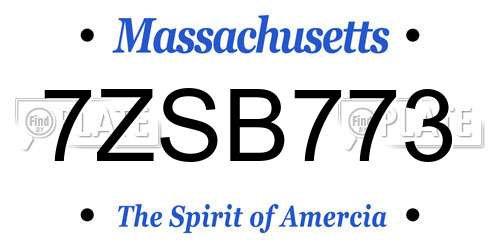 7ZSB773 Massachusetts License Plate