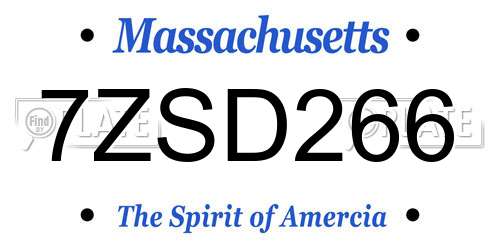 7ZSD266 Massachusetts License Plate