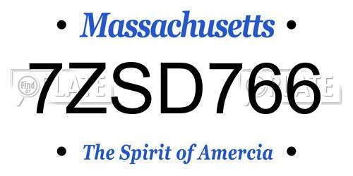 7ZSD766 Massachusetts License Plate