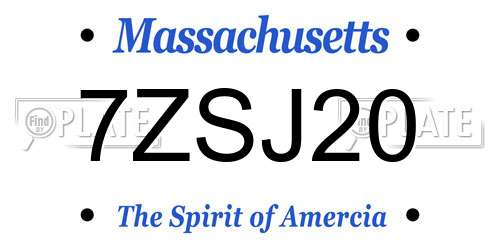 7ZSJ20 Massachusetts License Plate