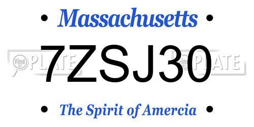 7ZSJ30 Massachusetts License Plate