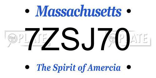 7ZSJ70 Massachusetts License Plate