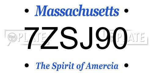 7ZSJ90 Massachusetts License Plate