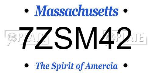 7ZSM42 Massachusetts License Plate