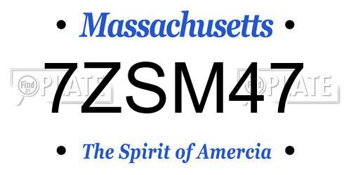 7ZSM47 Massachusetts License Plate