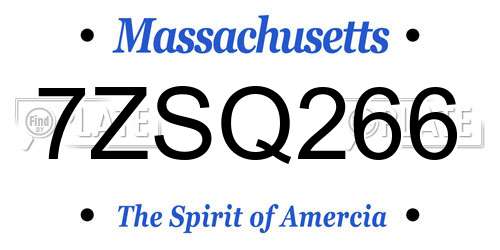 7ZSQ266 Massachusetts License Plate