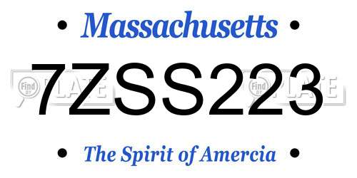 7ZSS223 Massachusetts License Plate