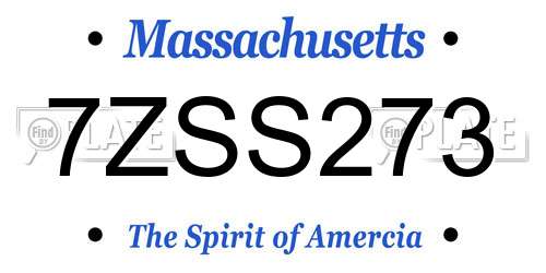 7ZSS273 Massachusetts License Plate