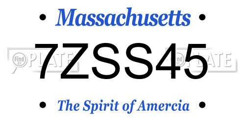 7ZSS45 Massachusetts License Plate