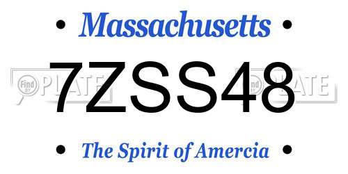 7ZSS48 Massachusetts License Plate