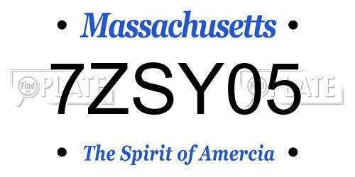 7ZSY05 Massachusetts License Plate