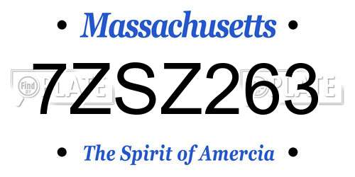 7ZSZ263 Massachusetts License Plate