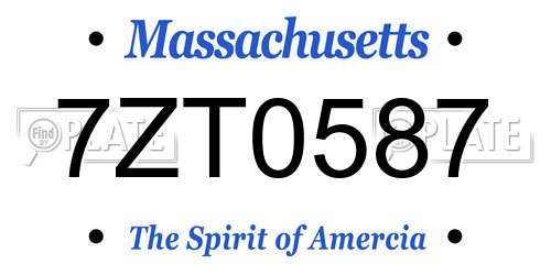 7ZT0587 Massachusetts License Plate