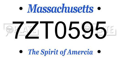 7ZT0595 Massachusetts License Plate