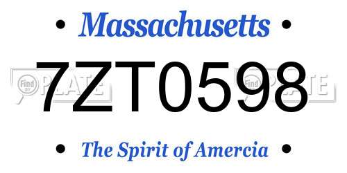 7ZT0598 Massachusetts License Plate