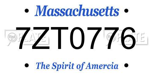 7ZT0776 Massachusetts License Plate