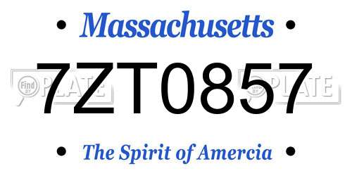 7ZT0857 Massachusetts License Plate