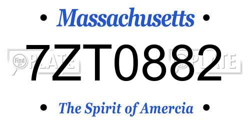 7ZT0882 Massachusetts License Plate