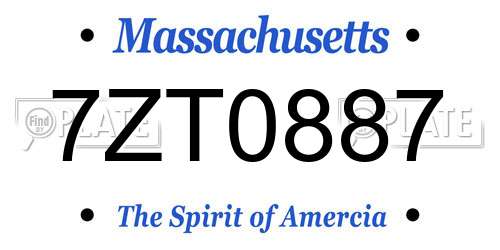 7ZT0887 Massachusetts License Plate